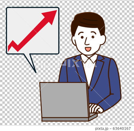 株価 売上 アップ 男性 シンプル イラストのイラスト素材