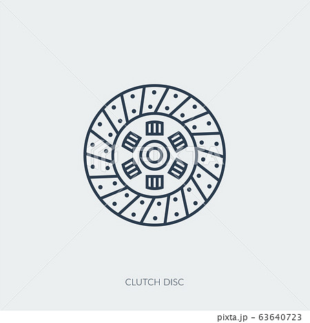Vector outline icon of car part - clutch disc 63640723
