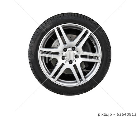 Shiny new car wheel isolated on white 63640913