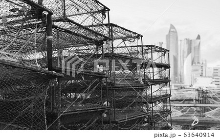 Traps for crabs lay in fishing port of Busan Traps for crabs lay in fishing port of Busan 63640914