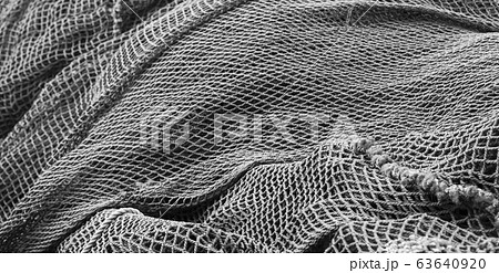 Drying fishing net, background photo texture 63640920