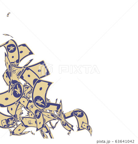 Chinese yuan notes falling. Messy CNY bills on whi 63641042