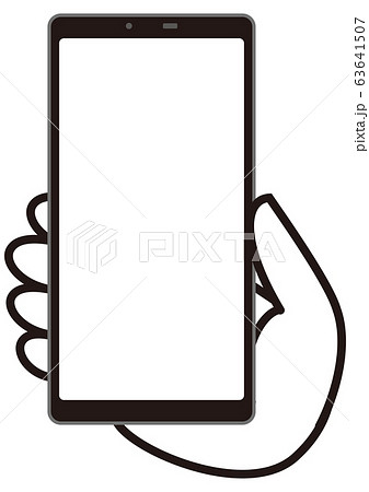 白画面のスマホを持つ手　白 63641507