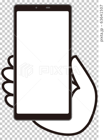 白画面のスマホを持つ手 白のイラスト素材