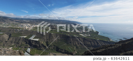 Wide panoramic view from Mirador el Time viewpoint on Los Llanos de Aridane and Aridane valley, La Palma, Canary Islands, Spain 63642611