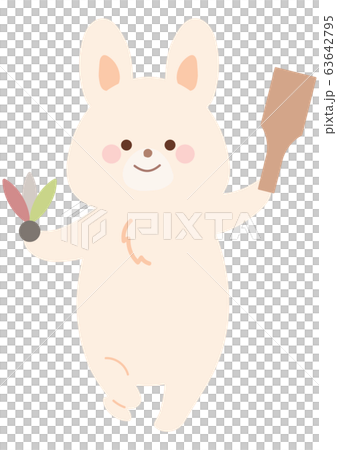 お正月　羽子板とうさぎ 63642795