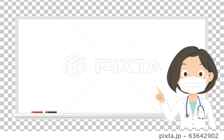 医者 マスク 女性 女医 説明 ホワイトボード イラストのイラスト素材