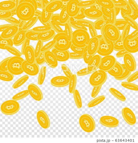 Bitcoin, internet currency coins falling. Scattere 63643401