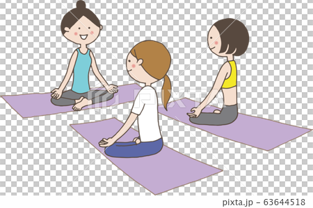 スカ アーサナのポーズをとりながらヨガのレッスンを受ける女性達のイラスト素材 スカ アーサナのポーズをとりながらヨガのレッスンを受ける女性達のイラスト素材