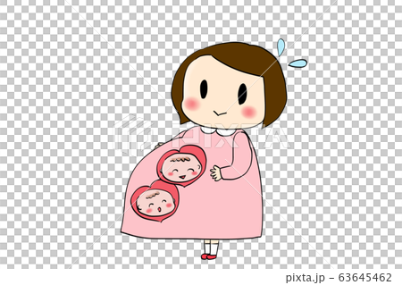 お母さんとお腹の中の双子の赤ちゃんのイラスト素材 お母さんとお腹の中の双子の赤ちゃんのイラスト素材