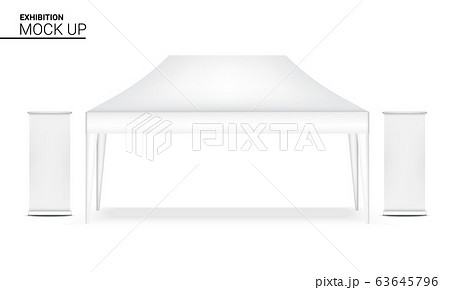 3D Mock up Realistic Tent Kiosk Booth With Banner 63645796