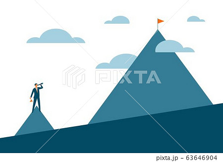Career success or business mission motivational poster.Businessman on the top of the mountain 63646904