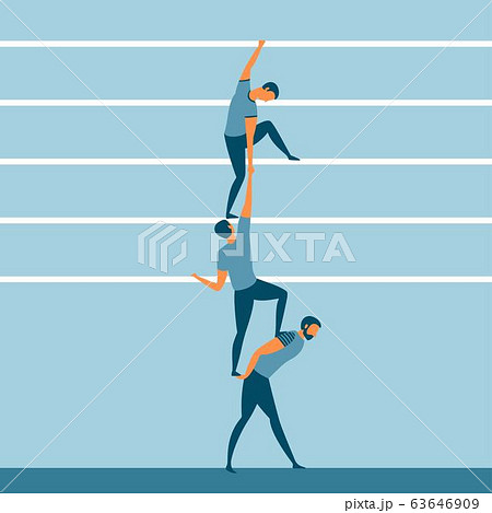 Support, friendship and teamwork concept. Three people helping each other or career or life ladder 63646909