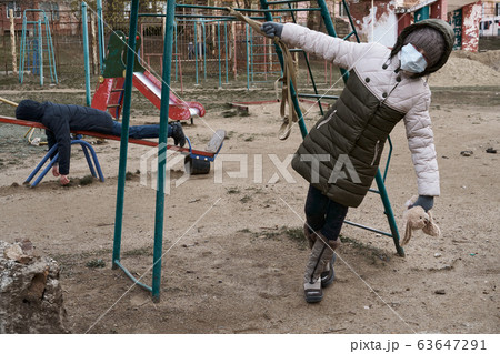 concept of epidemic and quarantine - a gril and concept of epidemic and quarantine - a gril and 63647291