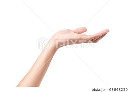 Close-up of empty woman hand isolated on white background with clipping path Close-up of empty woman hand isolated on white background with clipping path 63648239