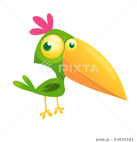Funny green bird cartoon Funny green bird cartoon 63650583