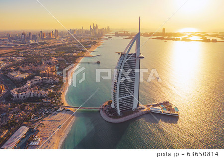 Aerial view of Burj Al Arab Jumeirah Island or 63650814