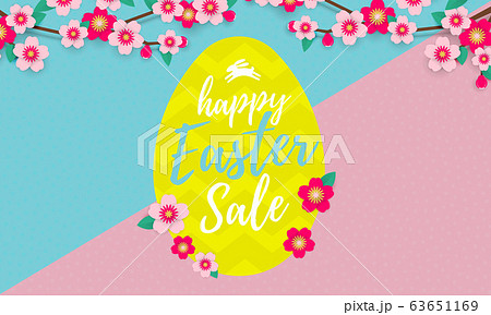 Happy Easter Sale banner with vector paper cut Happy Easter Sale banner with vector paper cut 63651169