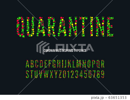 coronavirus font. vector quarantine alphabet. medical letters and numbers coronavirus font. vector quarantine alphabet. medical letters and numbers 63651353