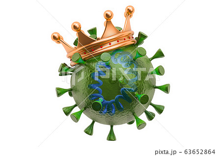 Coronavirus with golden crown, 3D rendering Coronavirus with golden crown, 3D rendering 63652864