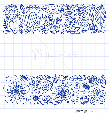 Doodle flowers vector pattern for coloring book and pages 63653386