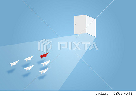 Paper plane go to success goal vector business financial concept start up, leadership, creative idea symbol paper art style with copy space for text. illustration 63657042