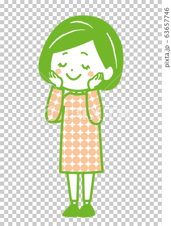 うっとりする女性 ポーズ イラストのイラスト素材