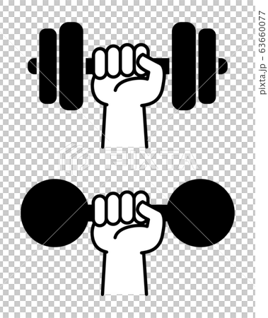 ダンベルプレスのアイコンセットのイラスト素材