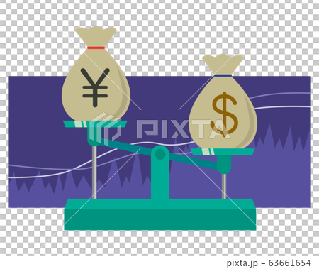 為替　お金　価値　円高　ドル高　円安　ドル安　天秤 63661654