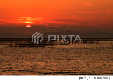 柳川市　風景　有明海夕景 63662064