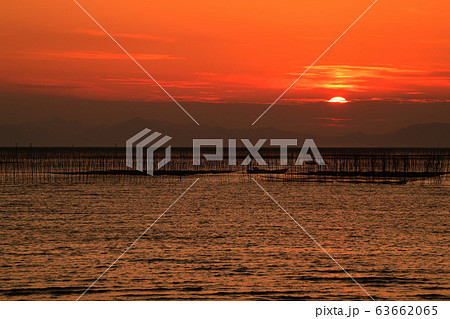 柳川市　風景　有明海夕景 63662065