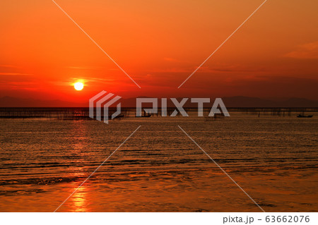 柳川市　風景　有明海夕景 63662076