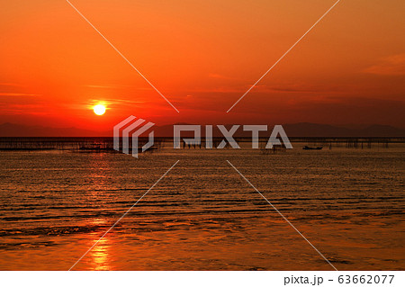 柳川市　風景　有明海夕景 63662077