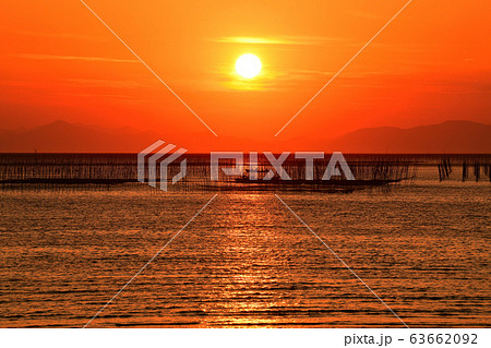 柳川市　風景　有明海夕景 63662092