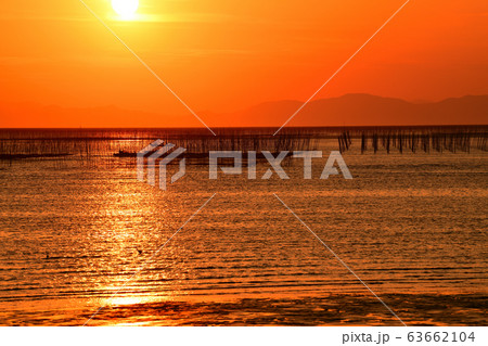 柳川市　風景　有明海夕景 63662104