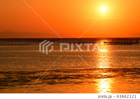 柳川市 風景 有明海夕景 柳川市 風景 有明海夕景 63662121