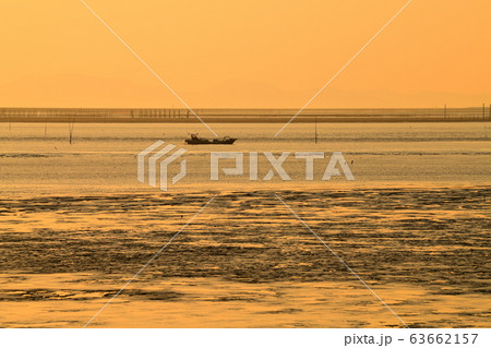 柳川市　風景　有明海夕景 63662157