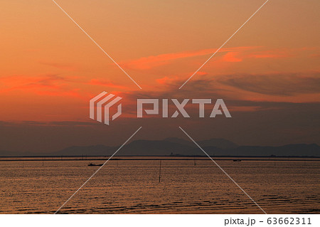 柳川市　風景　有明海夕景 63662311