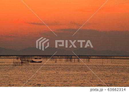 柳川市　風景　有明海夕景 63662314