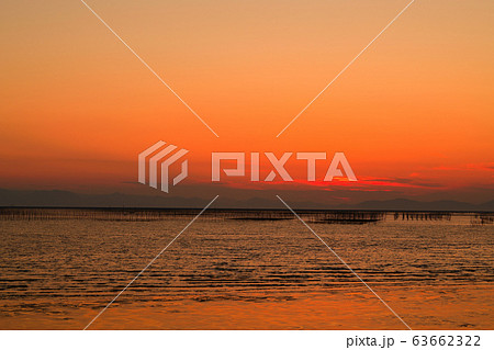 柳川市　風景　有明海夕景 63662322