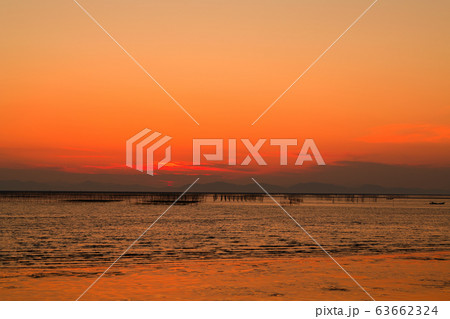 柳川市　風景　有明海夕景 63662324
