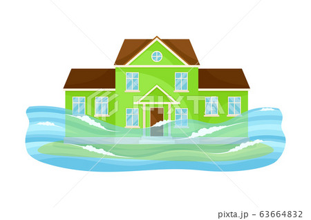 House Undergoing Natural Disaster Like Overflow Water Vector Illustration House Undergoing Natural Disaster Like Overflow Water Vector Illustration 63664832