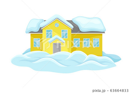 House Undergoing Natural Disaster Like Snow Drifts or Blockage Vector Illustration House Undergoing Natural Disaster Like Snow Drifts or Blockage Vector Illustration 63664833