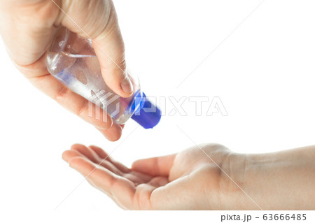 Close up of hand apply sanitizer, desinfection against coronavirus, protection against kind of virus, healthcare concept 63666485