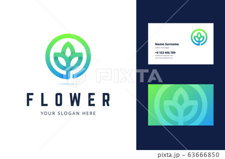 Flower logo and business card template. Vector illustration. 63666850