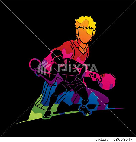 Group of Ping Pong players, Table Tennis players action cartoon sport graphic vector. 63668647