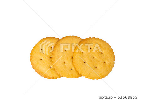 Top view of freshly baked round crackers 63668855