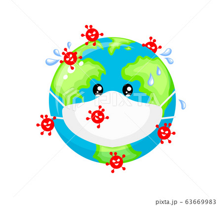 Globe character against the Corona virus. 63669983
