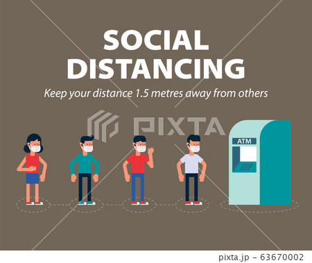 Social distancing, Keep the minimum 1 meter distance in public to protect from COVID-19, coronavirus infographic 63670002