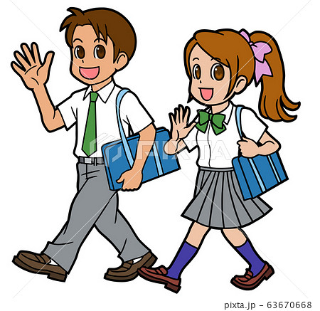 高校生 二人 夏のイラスト素材